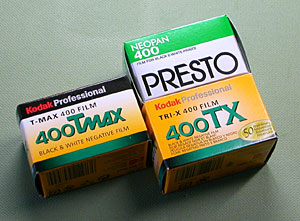 Fuji NEOPAN 400 PRESTO,Kodak TRI-X 400 and kodak T-MAX 400 films 