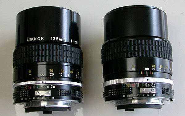 Ai Nikkor 135mm F2.8(left) and Ai Nikkor 135mm F3.5(right)