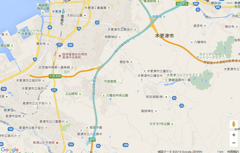 東京湾アクアライン 地図データ(c) Google ZENRIN